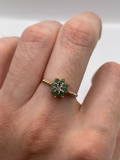 9ct gold emerald and diamond ring