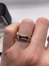 Load image into Gallery viewer, 9ct gold amethyst and diamond ring
