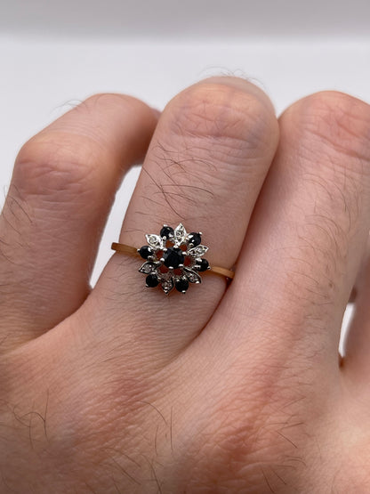 9ct gold sapphire and diamond ring