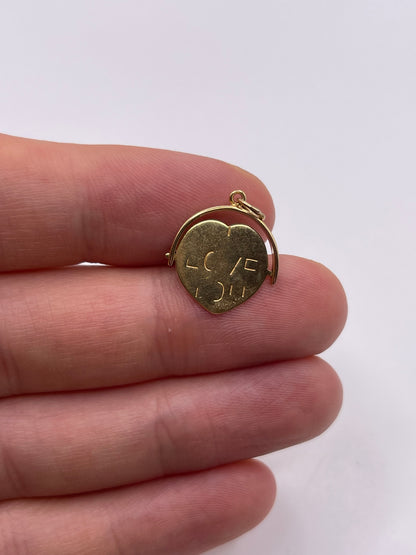 9ct gold I love you spinner pendant