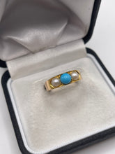 Load image into Gallery viewer, Antique 15ct gold turquoise and pearl ring

