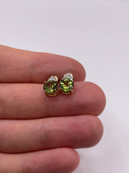 9ct gold peridot and diamond earrings