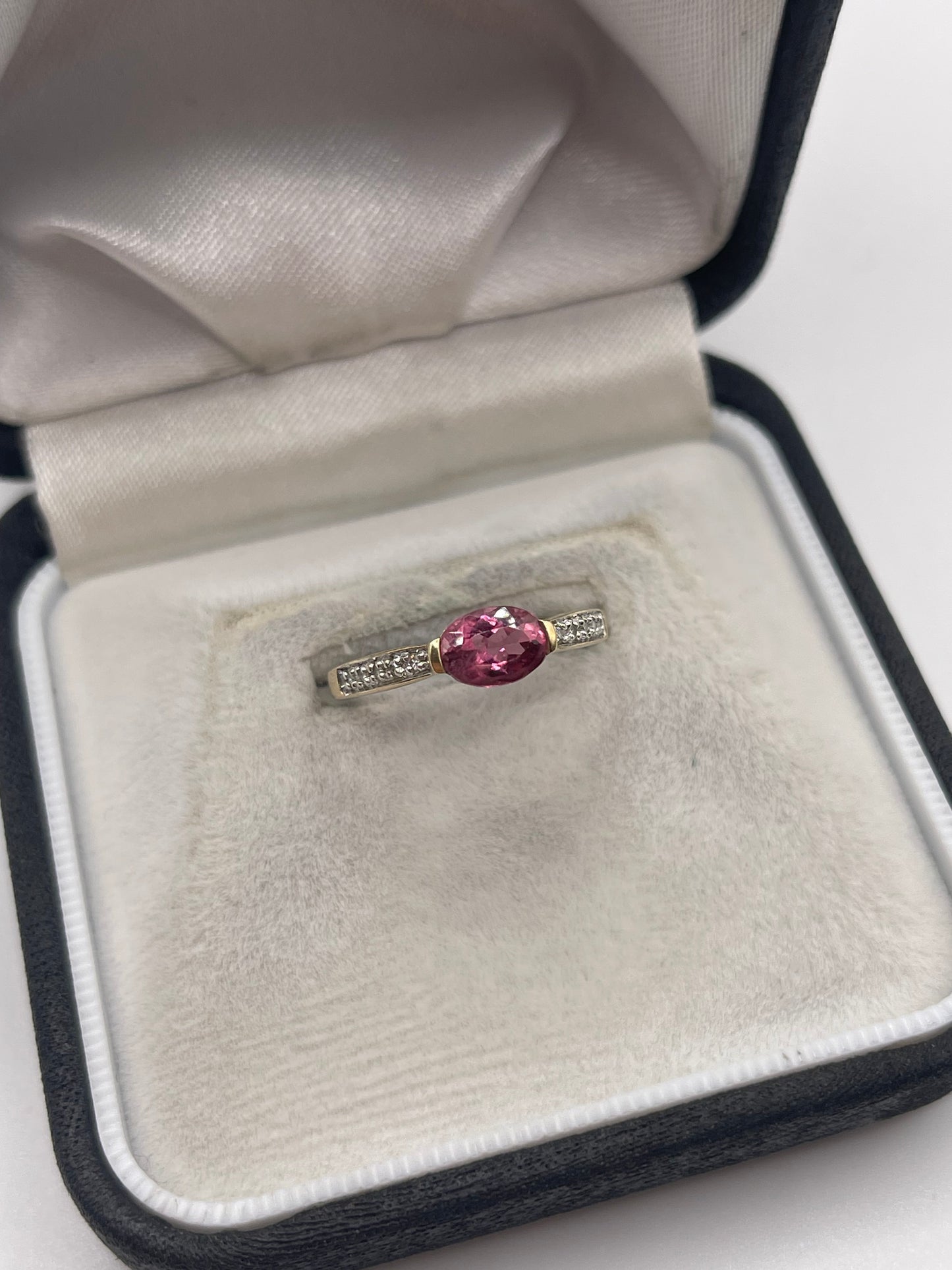 9ct gold tourmaline and diamond ring