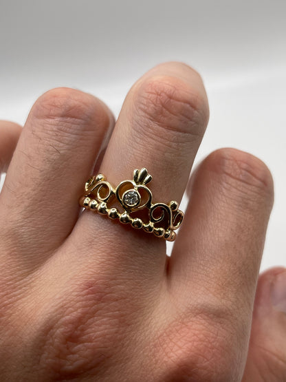 9ct gold diamond crown ring