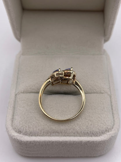 9ct gold tanzanite and diamond ring
