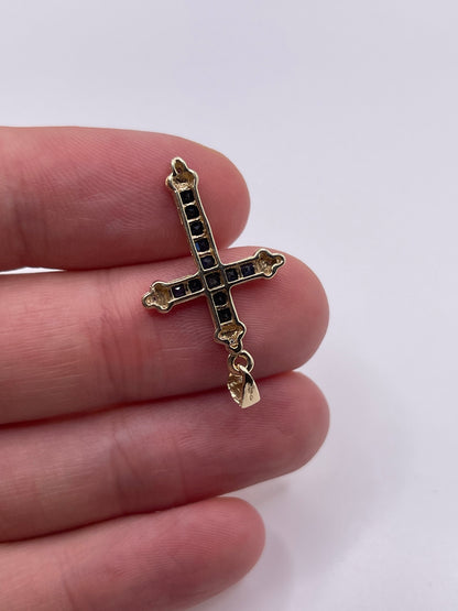 9ct gold sapphire and diamond cross pendant