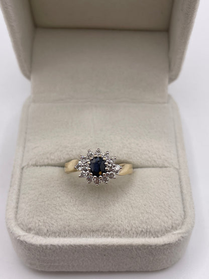 9ct gold sapphire and diamond ring