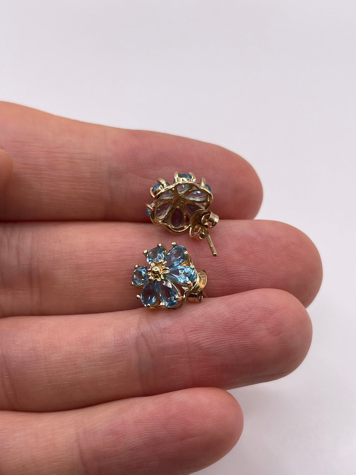 9ct gold topaz cluster earrings