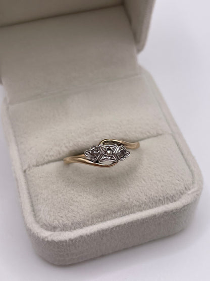 9ct gold platinum diamond ring
