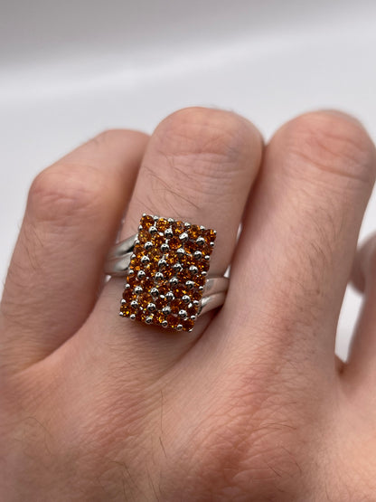 9ct white gold spessartite garnet cluster ring