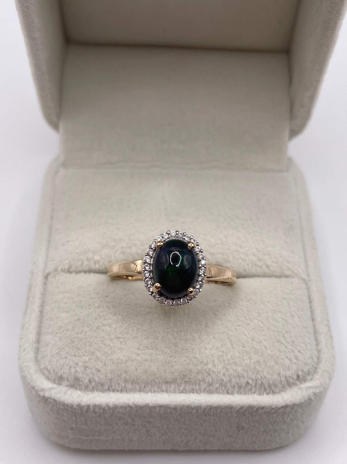 9ct gold opal and zircon ring