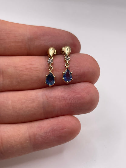 9ct gold sapphire and diamond earrings