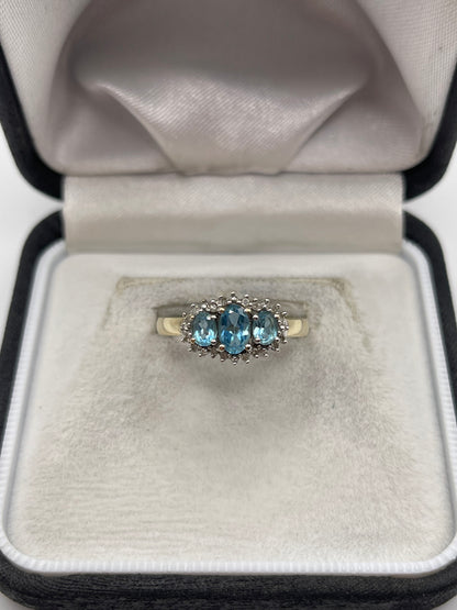 9ct gold topaz and diamond ring