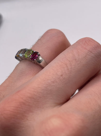 9ct gold multi gemstone ring