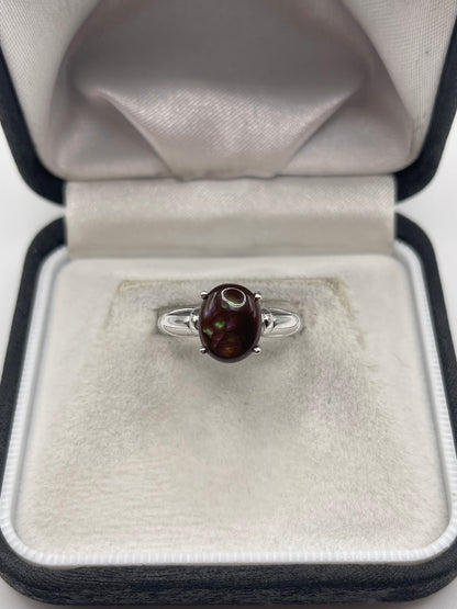 9ct white gold opal ring