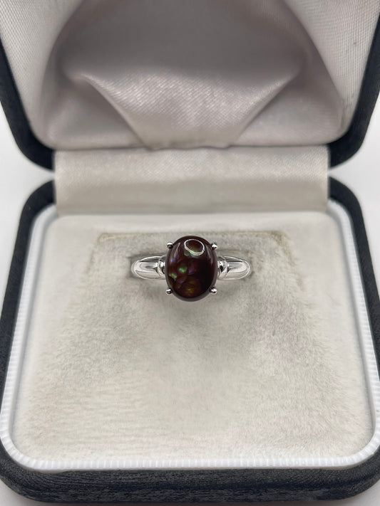 9ct white gold opal ring