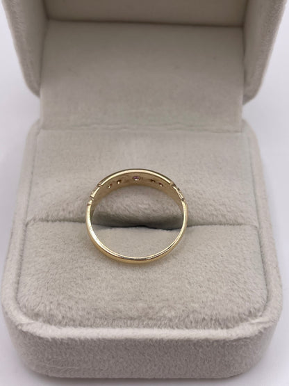 9ct gold ruby and pearl gypsy ring