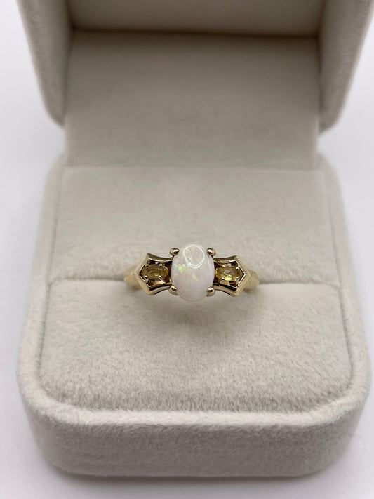 9ct gold opal and citrine ring