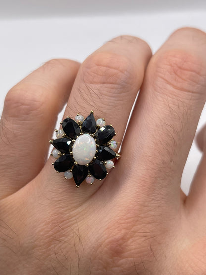 9ct gold opal and sapphire ring