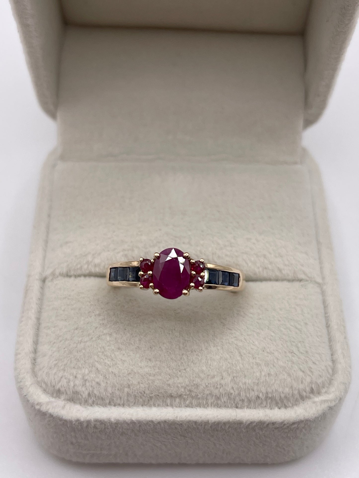 9ct gold ruby and sapphire ring