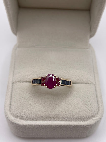 9ct gold ruby and sapphire ring