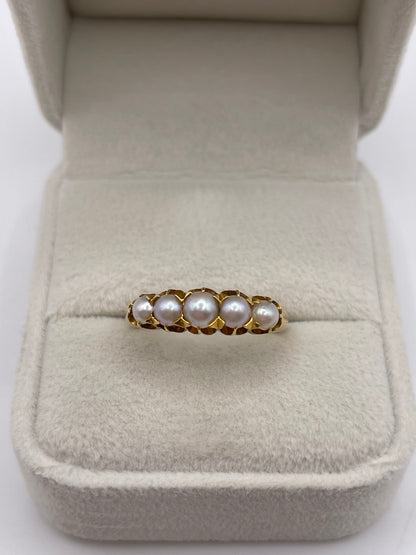 Antique 18ct gold pearl ring