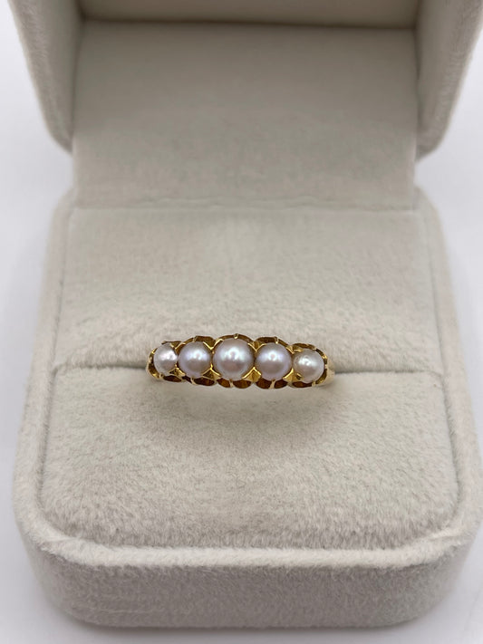 Antique 18ct gold pearl ring