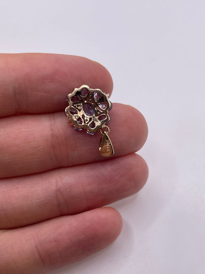 9ct gold tanzanite and diamond pendant