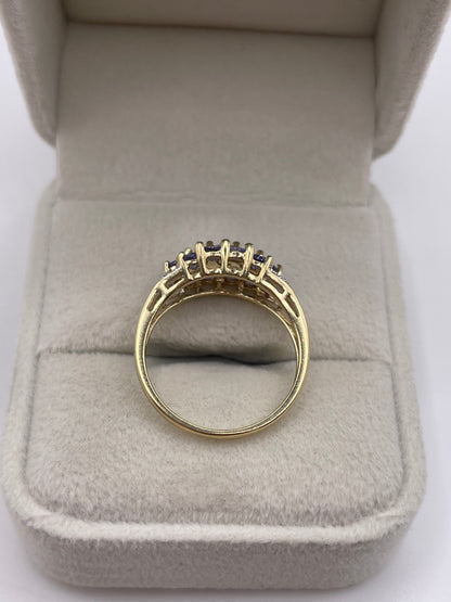 9ct gold tanzanite and diamond ring