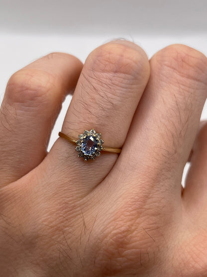 9ct gold sapphire and diamond ring