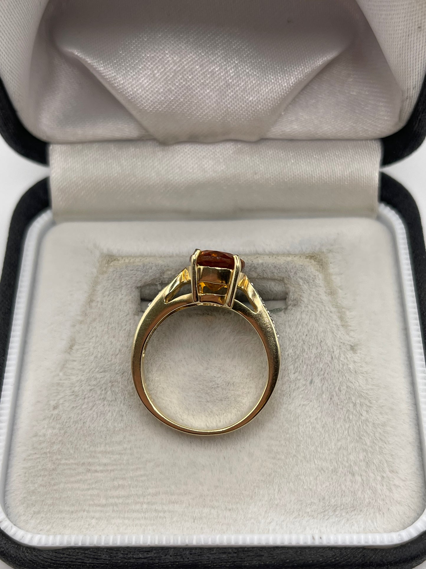 9ct gold citrine and zircon ring