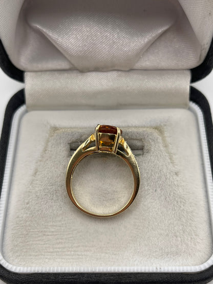 9ct gold citrine and zircon ring