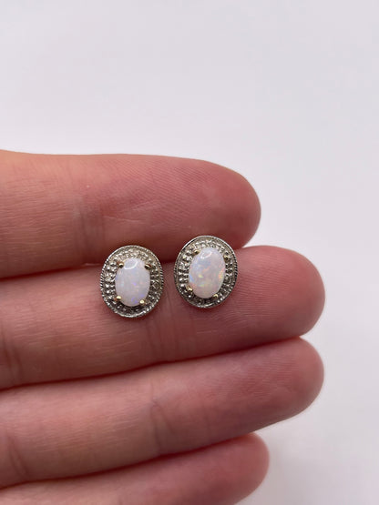 9ct gold opal and diamond earrings