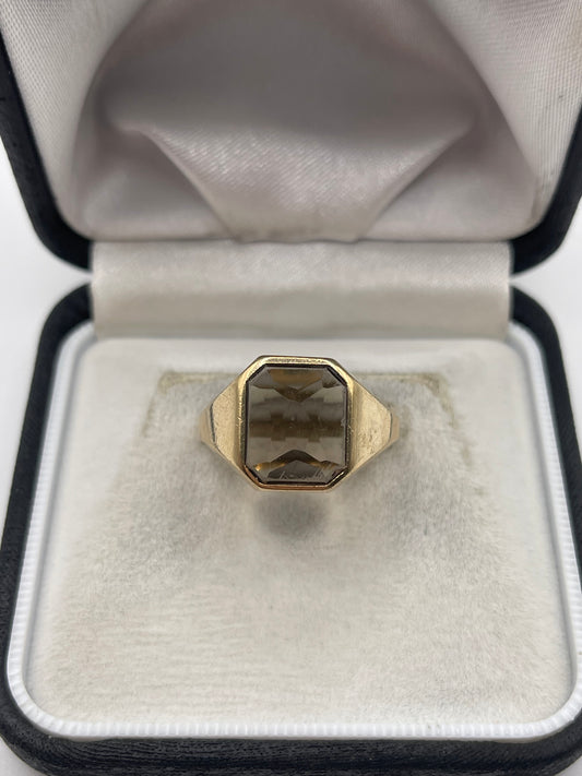 9ct gold Smokey quartz signet ring