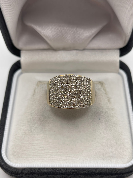 9ct gold 1ct diamond cluster ring