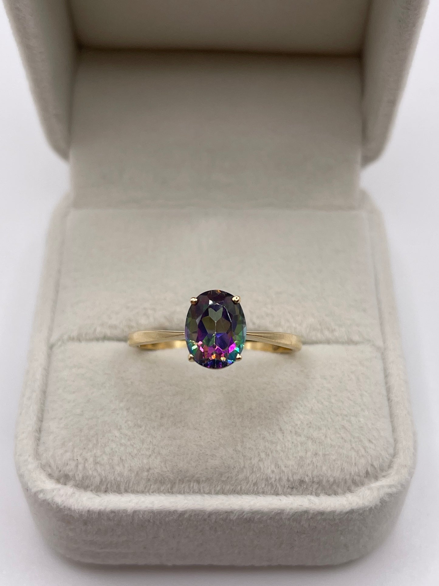 9ct gold mystic topaz ring