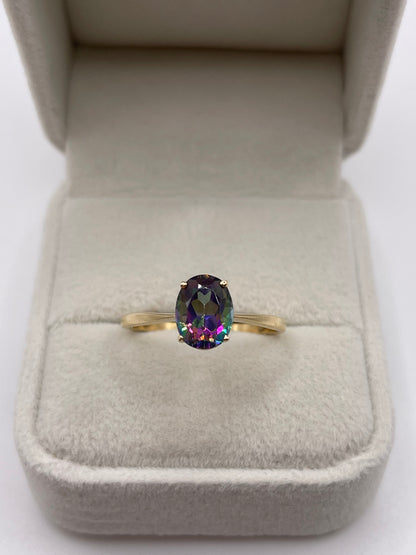 9ct gold mystic topaz ring