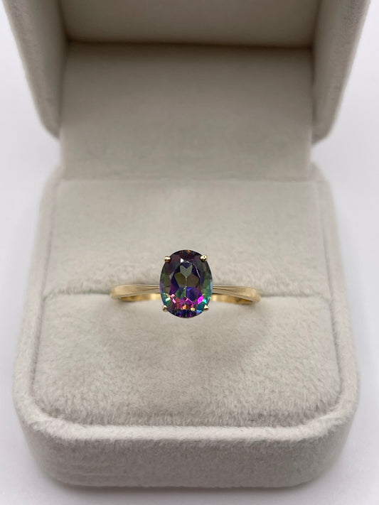 9ct gold mystic topaz ring