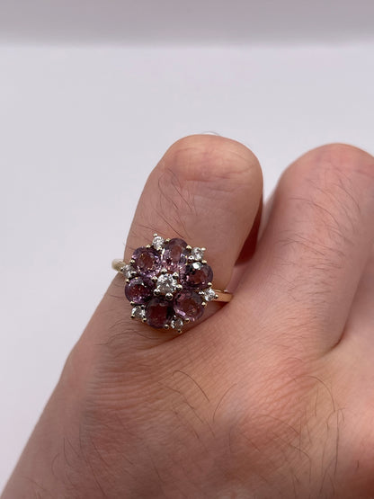 9ct gold tourmaline and zircon ring