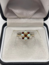 Load image into Gallery viewer, 9ct gold opal and garnet ring
