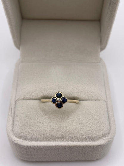 9ct gold sapphire and diamond ring