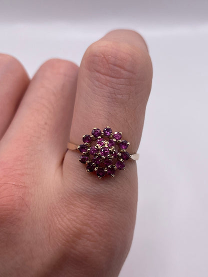 9ct gold ruby cluster ring