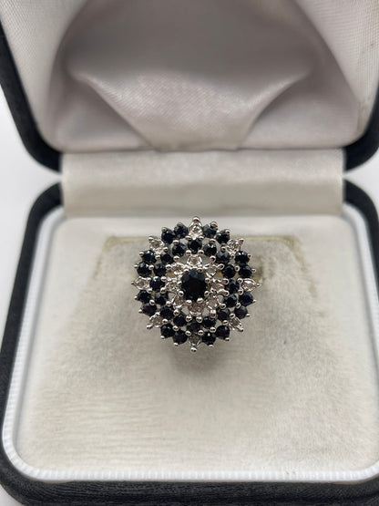 9ct gold sapphire and diamond ring