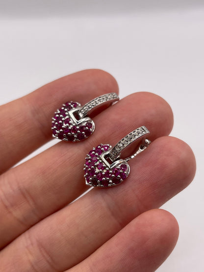 9ct white gold ruby and diamond earrings
