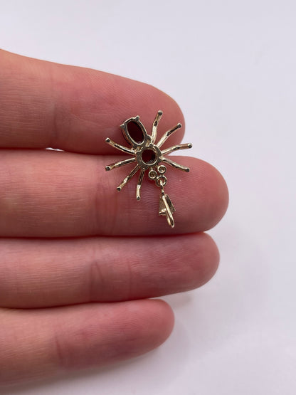 9ct gold cabochon garnet and diamond spider pendant