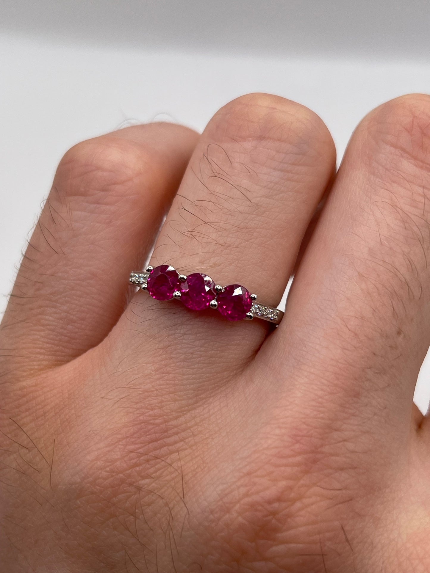 Platinum ruby and diamond ring