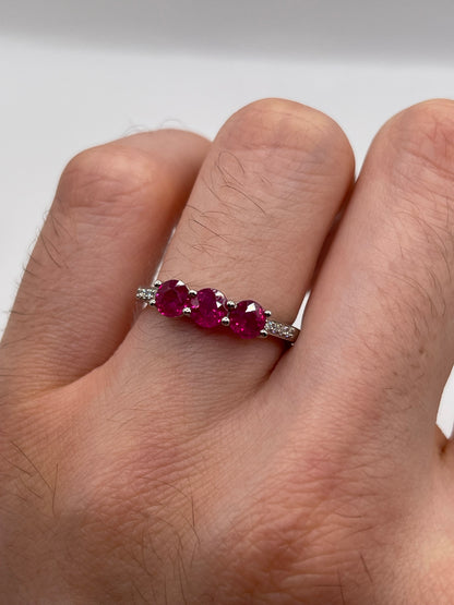 Platinum ruby and diamond ring