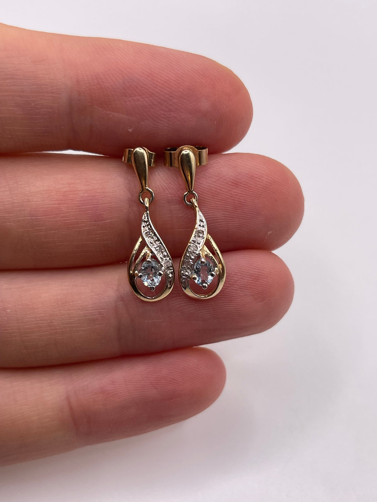 9ct gold topaz and diamond earrings