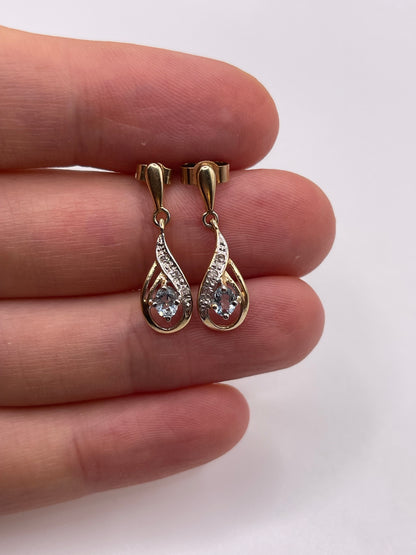 9ct gold topaz and diamond earrings