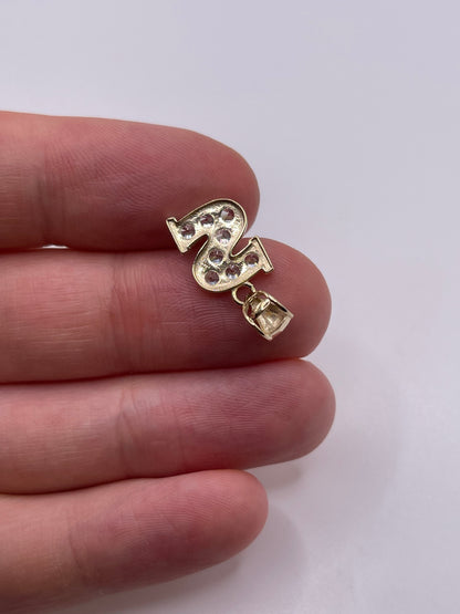 9ct gold cz initial S pendant